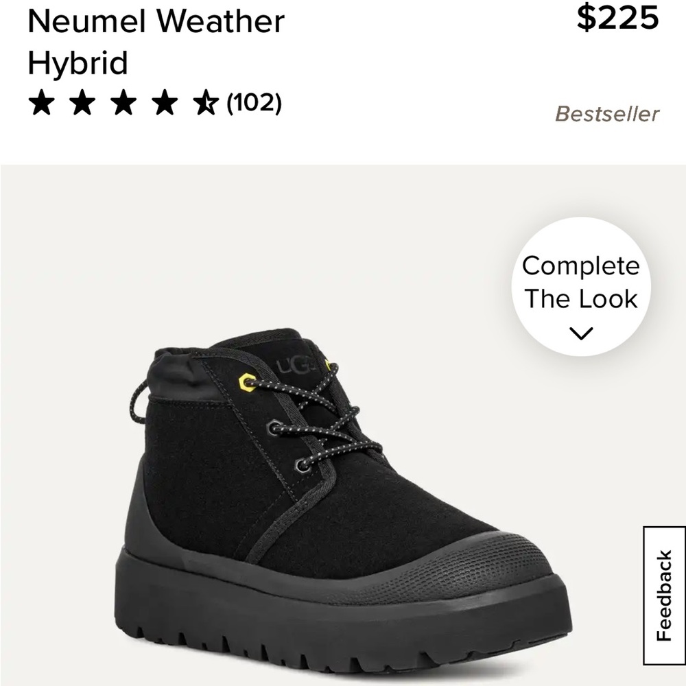 UGG Neumel Weather Hybrid Black suede Boots size 12 great condition $225